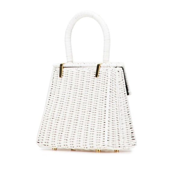 Pre Loved ferragamo Wicker TopHandle Handbag Women White Handbags - Picture 2 of 8